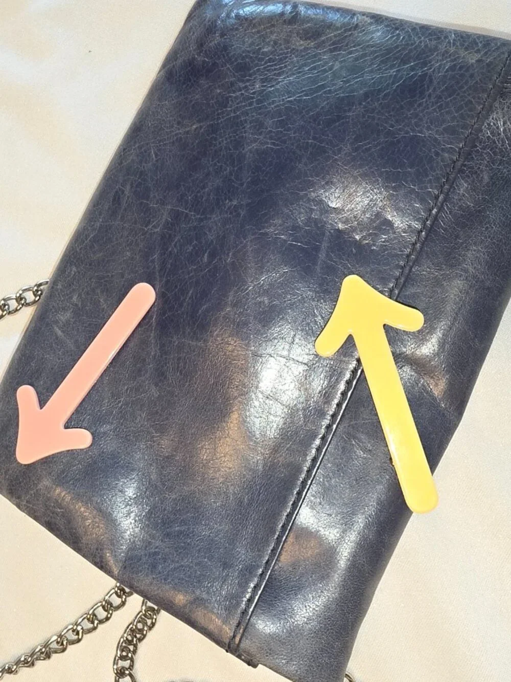 HOBO Daria Convertible Crossbody Leather Bag Purse Blue Clutch Distressed